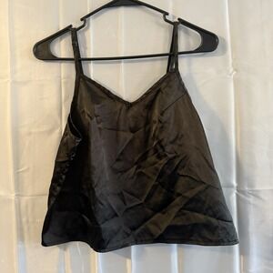 Sexy Satin Pajamas L Womens Black Set Strappy Sleep Shorts Tank Intimates Pjs